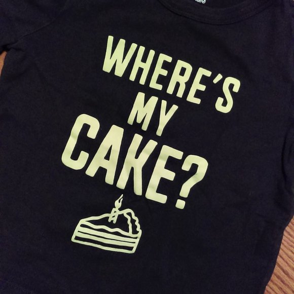 ๐ 3T Boys Where's My Cake? Short Sleeve Food Birthday Tee Navy Blue - Picture 2 of 5